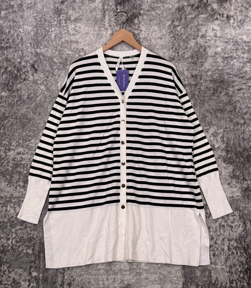 New Seraphine Sweater Large Womens Striped Knit Maternity Cardigan Long